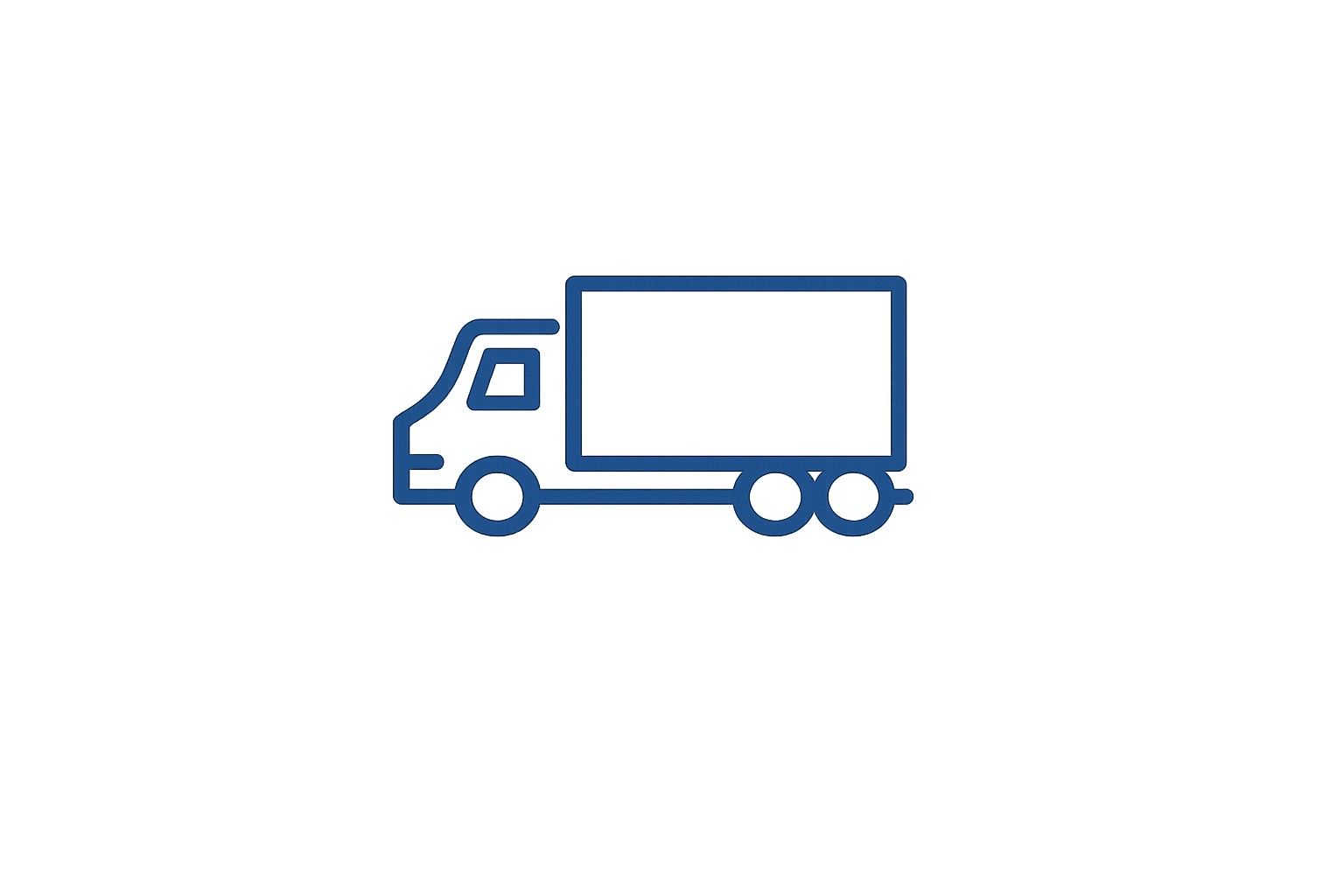 A simple blue line icon of a box truck on a plain white background. globe sourcing for polymer plastic granules trader indentor importer distributor pp pe pvc hdpe ldpe lldpe mldpe flame retardants masterbatches polypropylene raffia