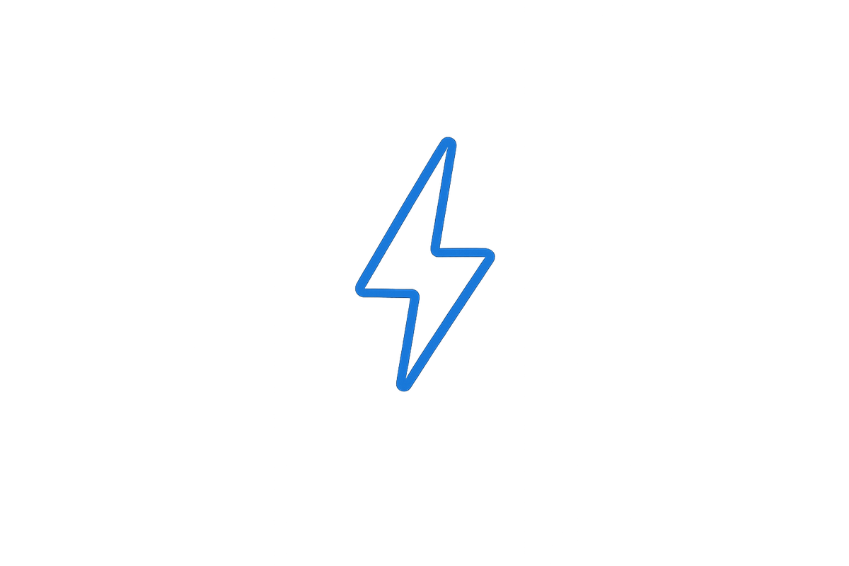 A simple blue outline lightning bolt centered on a plain white background.