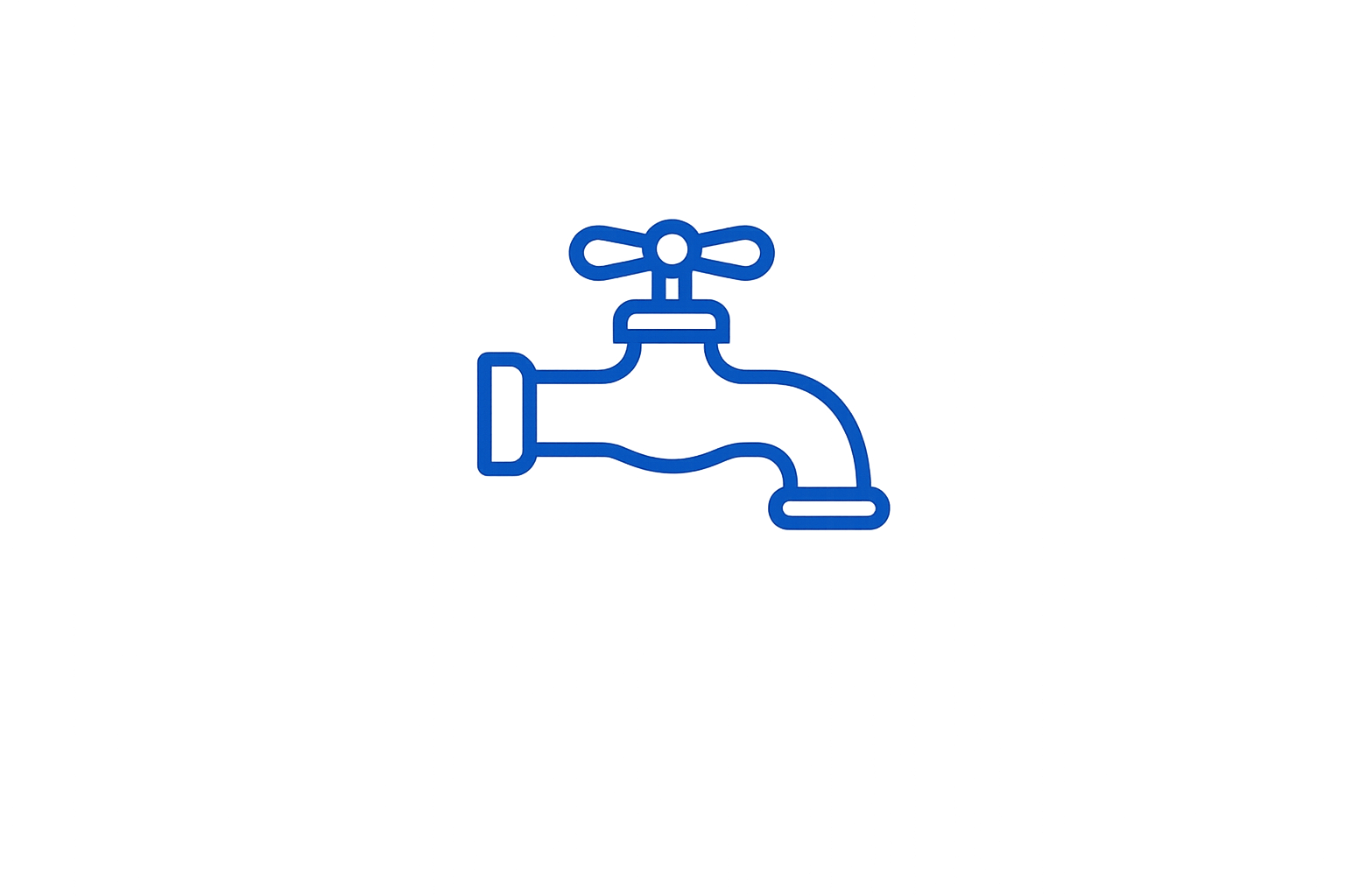 A blue line icon of a faucet on a plain white background.
