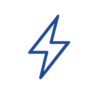 A simple blue lightning bolt icon centered on a plain white background.